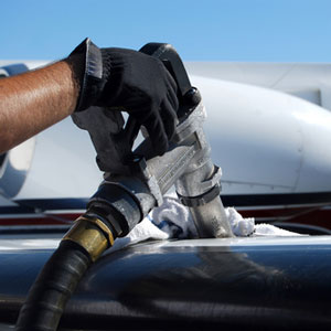 Airplane being refuelled