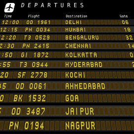 Indian airport departure board