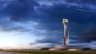 Tulip shaped air traffic control tower to become landmark of Istanbul New Airport