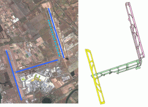 Figure 1 Actual airside layout of FCO International Airport