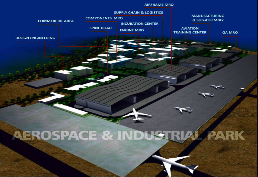 A model replica of the GMR Aerospace & Industrial Park in Hyderabad, India