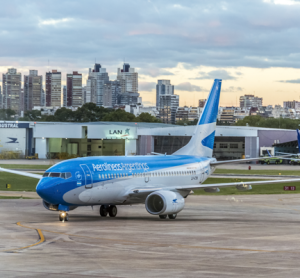 Aerolineas Argentinas plane on runway at Buenos Aires airport