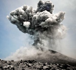 Anak Krakatau volcano erupting