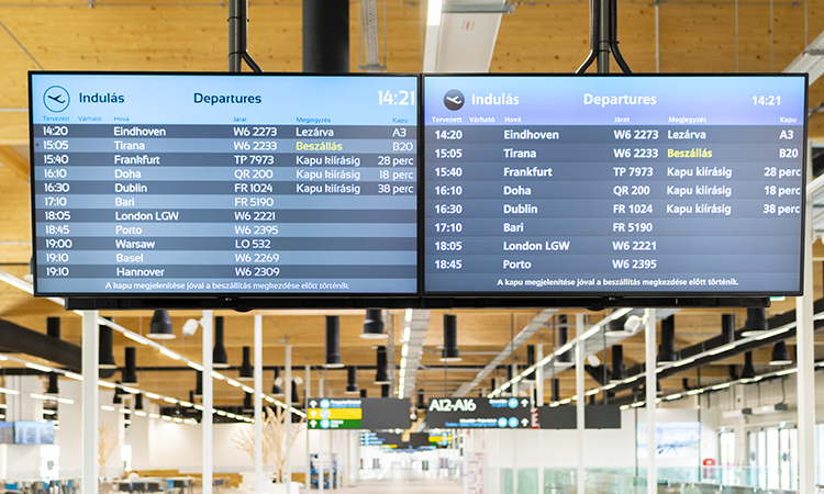 Budapest Airport passenger information screens