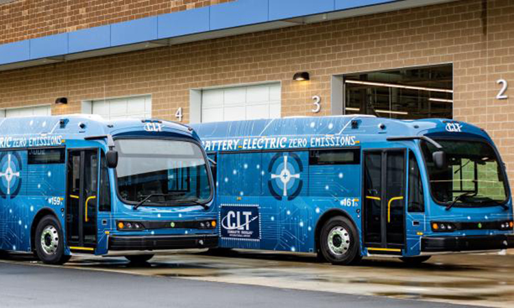 Charlotte Douglas Airport adds five electric buses to passenger transportation fleet