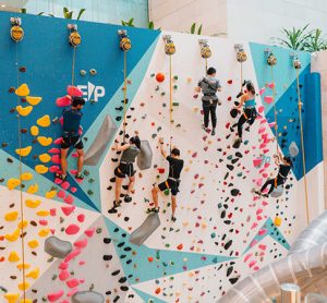 Climbers can challenge themselves with over 20 different climbing routes ranging in difficulty from beginner to intermediate levels
