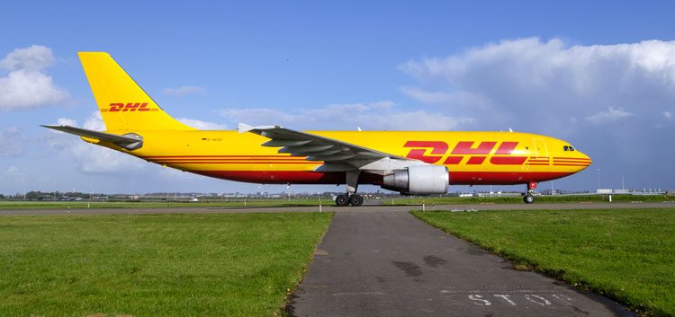 DHL cargo plane at Schiphol Airport