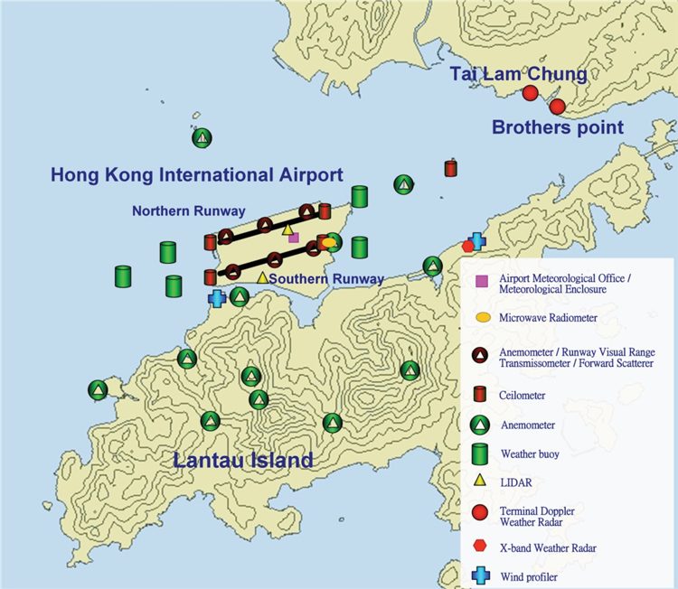 Meteorological equipment operated by HKO