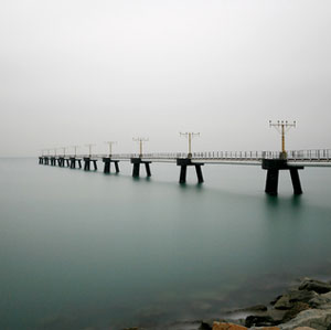 Hong Kong airport runway landing light on the sea