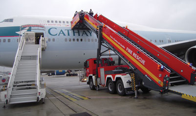Figure 2: The Rosenbauer E800 rescue stair is able to reach the upper deck of a 747 or A380