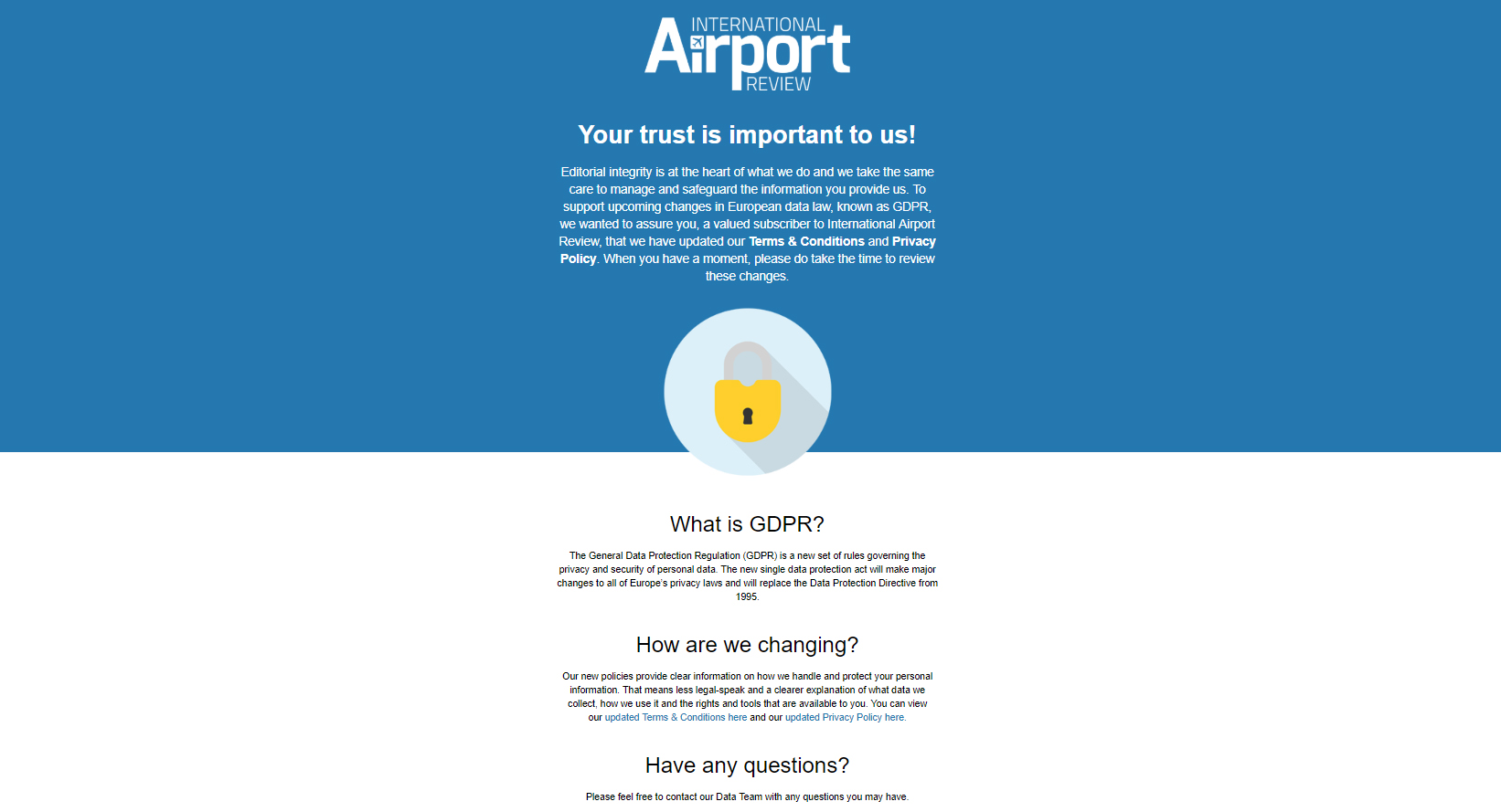 International Airport Review GDPR email
