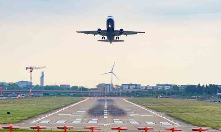 Plane taking off from London City Airport