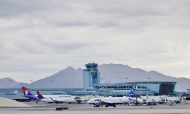 Airplanes on the runway at McCarran International Airport