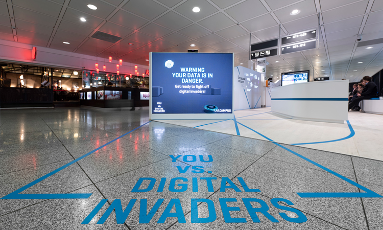 Interactive augmented reality wall at Munich Airport