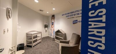 Interior of Ontario Airport's nursing facilities to support parents who are breastfeeding.