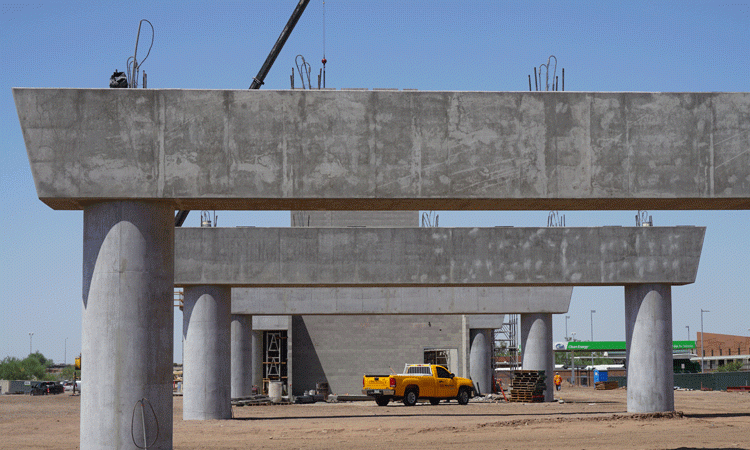 PHX Sky Train construction at 24th Street Station