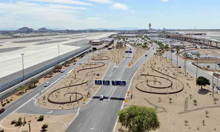 Phoenix Airport aerial landscape shot