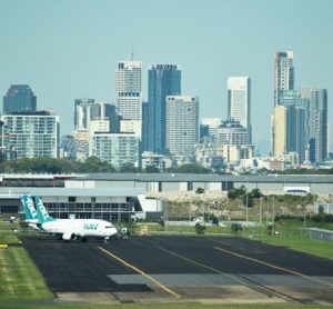 Brisbane airport city and runway