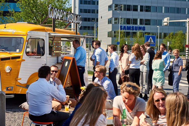 This food truck is an example of a commercial development landside