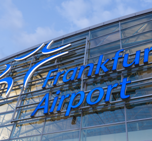 Frankfurt Airport sign on terminal building