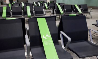 In Frankfurt terminal, passengers must sit in every other seat