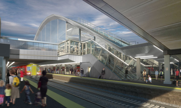 A render of the new station exterior at Gatwick