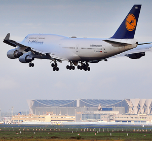Plane taking off from Frankfurt International Airport