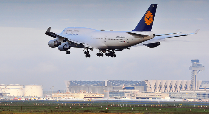 Plane taking off from Frankfurt International Airport