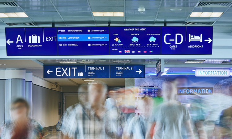 Prague Airport has introduced digital signage in six languages