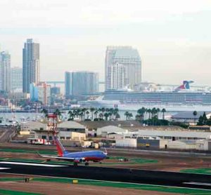 The San Diego International Airport is located in a metropolitan area