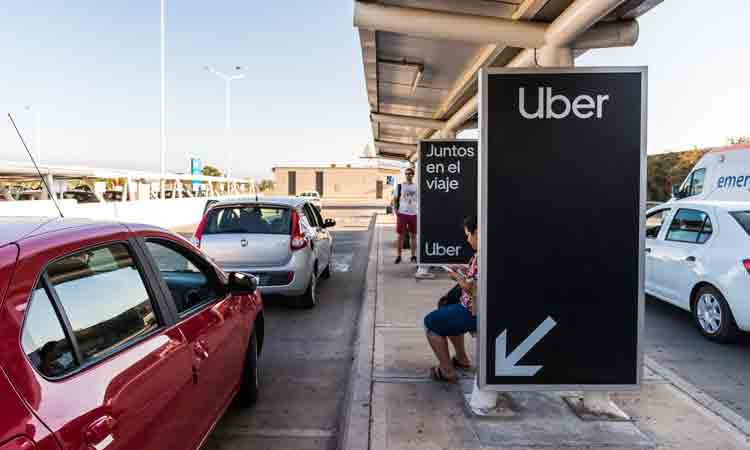 Uber services outside an airport